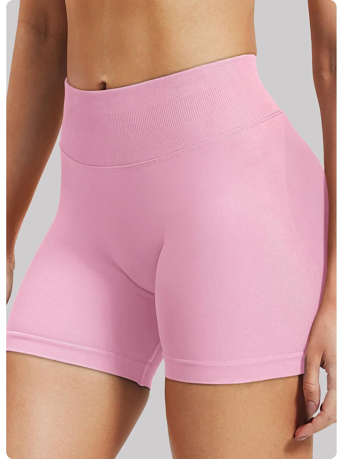 High Waisted Seamless Ribbed Gym Shorts