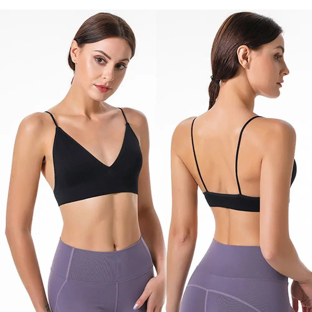 Deep V Triangle Cup Tube Top Sports Bra
