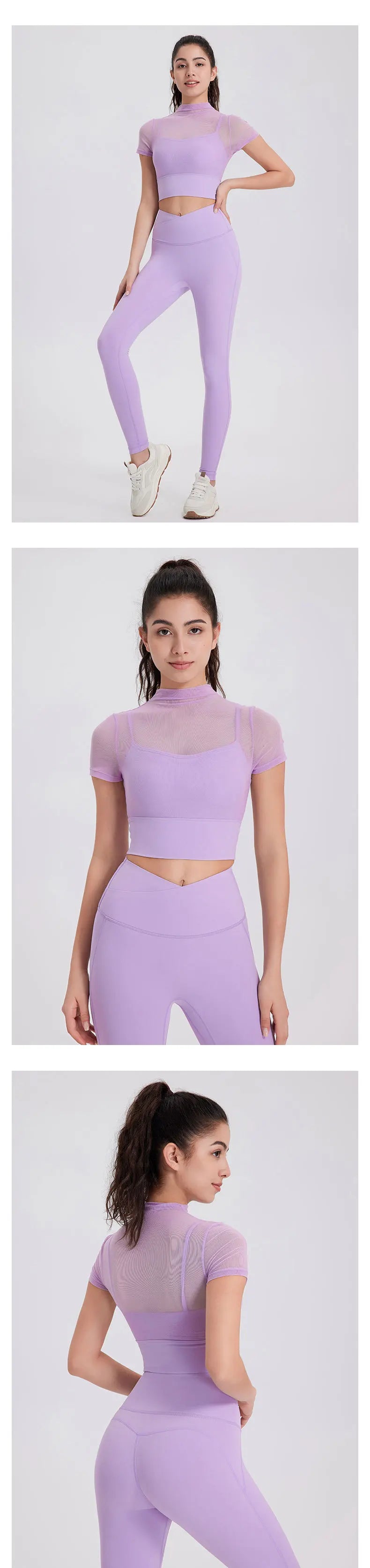 Mesh Sports Bra with Sleeves and Pads