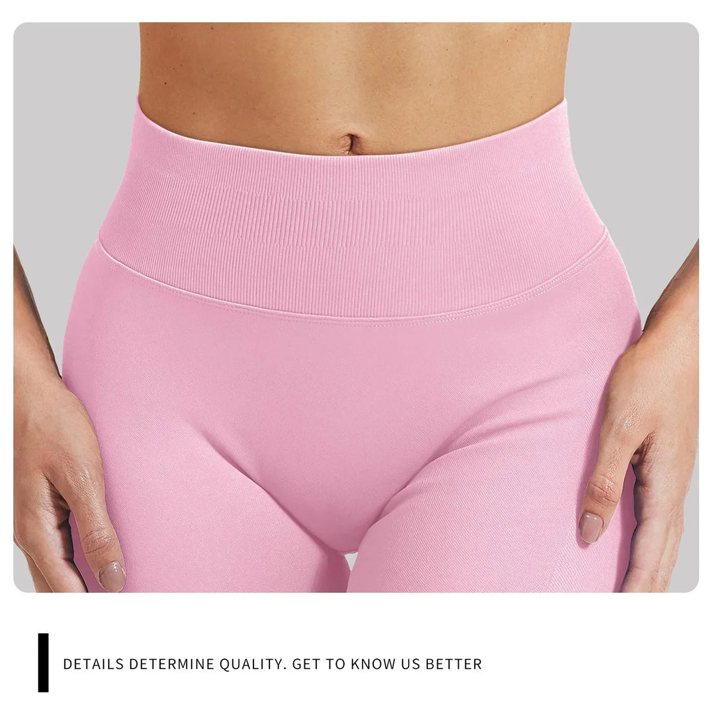 High Waisted Seamless Ribbed Gym Shorts