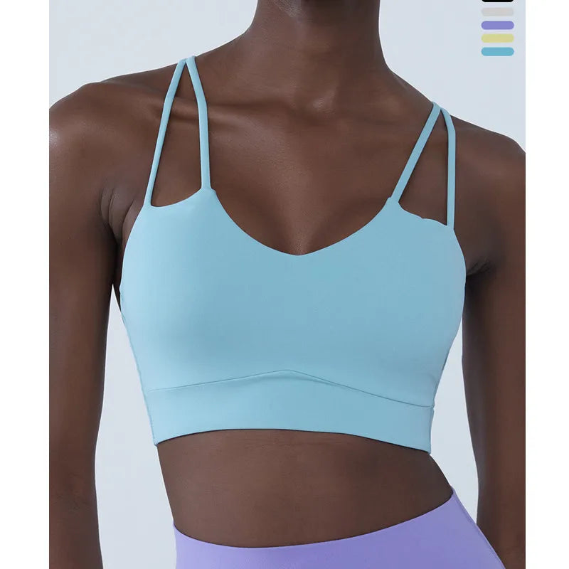 Cross Back Shockproof Padded Sports Bra