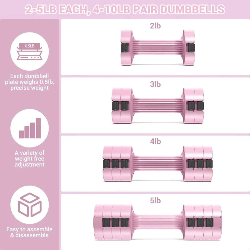 Adjustable Dumbbell Weight Set 2lb to 5lb Pair