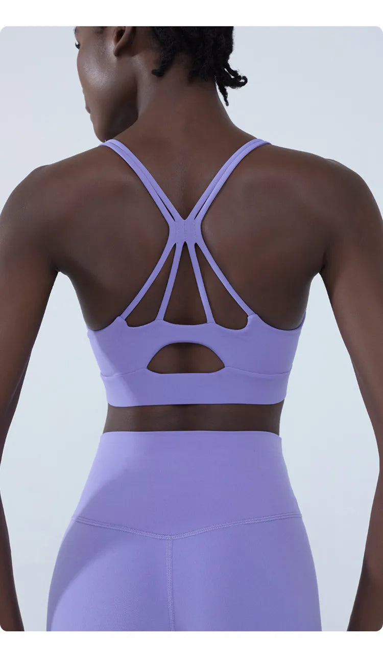 Cross Back Shockproof Padded Sports Bra