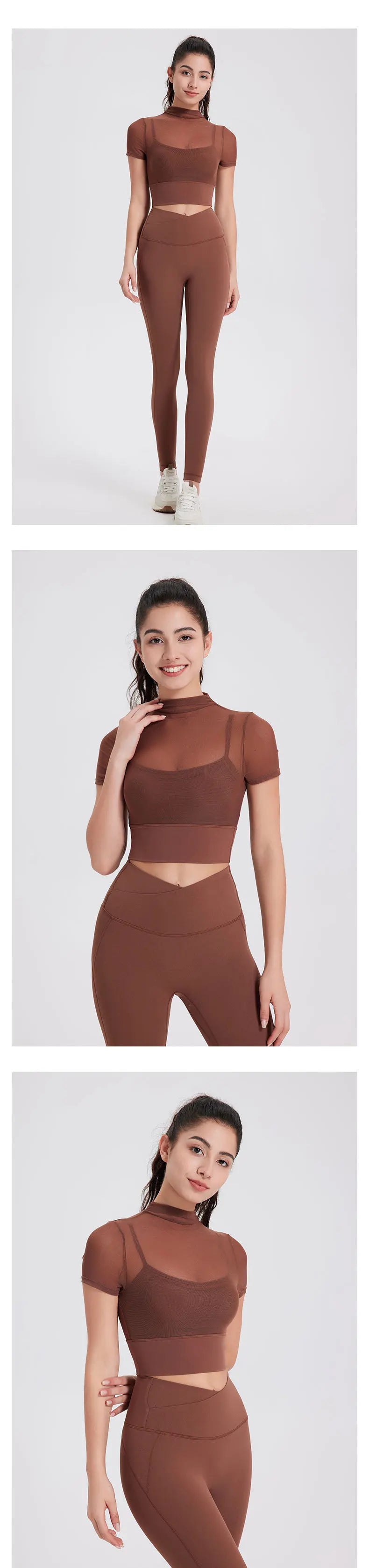 Mesh Sports Bra with Sleeves and Pads