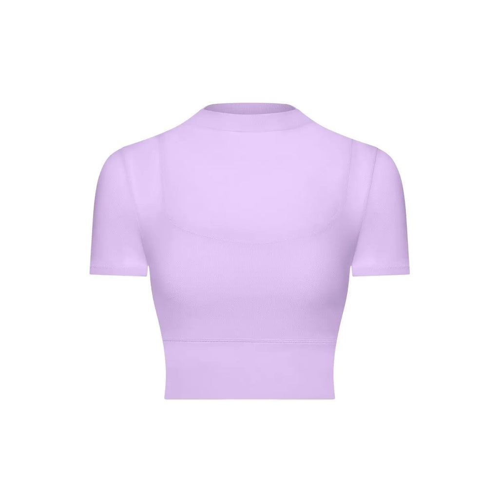 Yoga Gym T Shirt Crop Top with Bra Pads