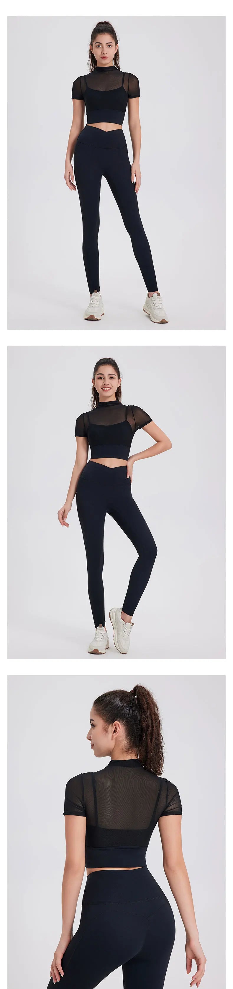 Mesh Sports Bra with Sleeves and Pads