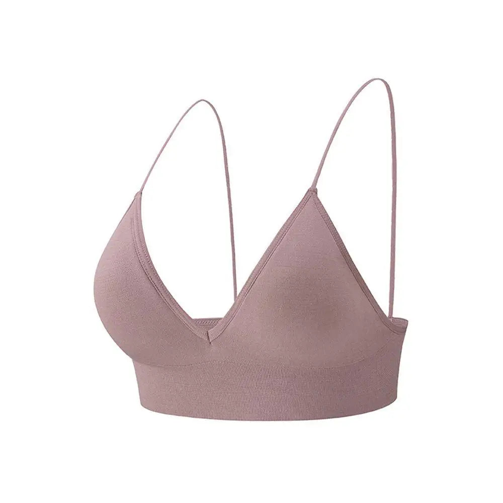 Deep V Triangle Cup Tube Top Sports Bra