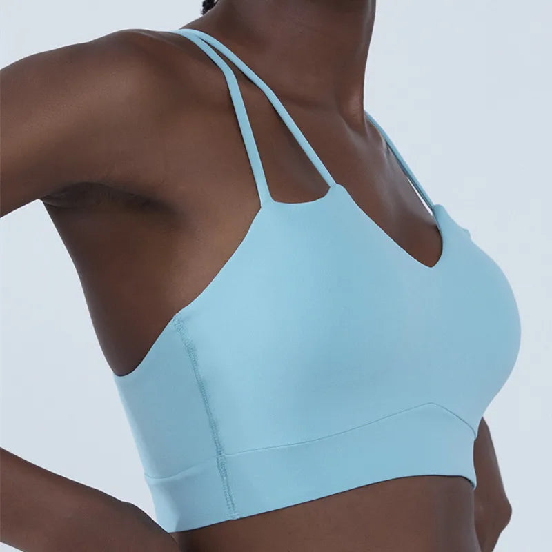 Cross Back Shockproof Padded Sports Bra