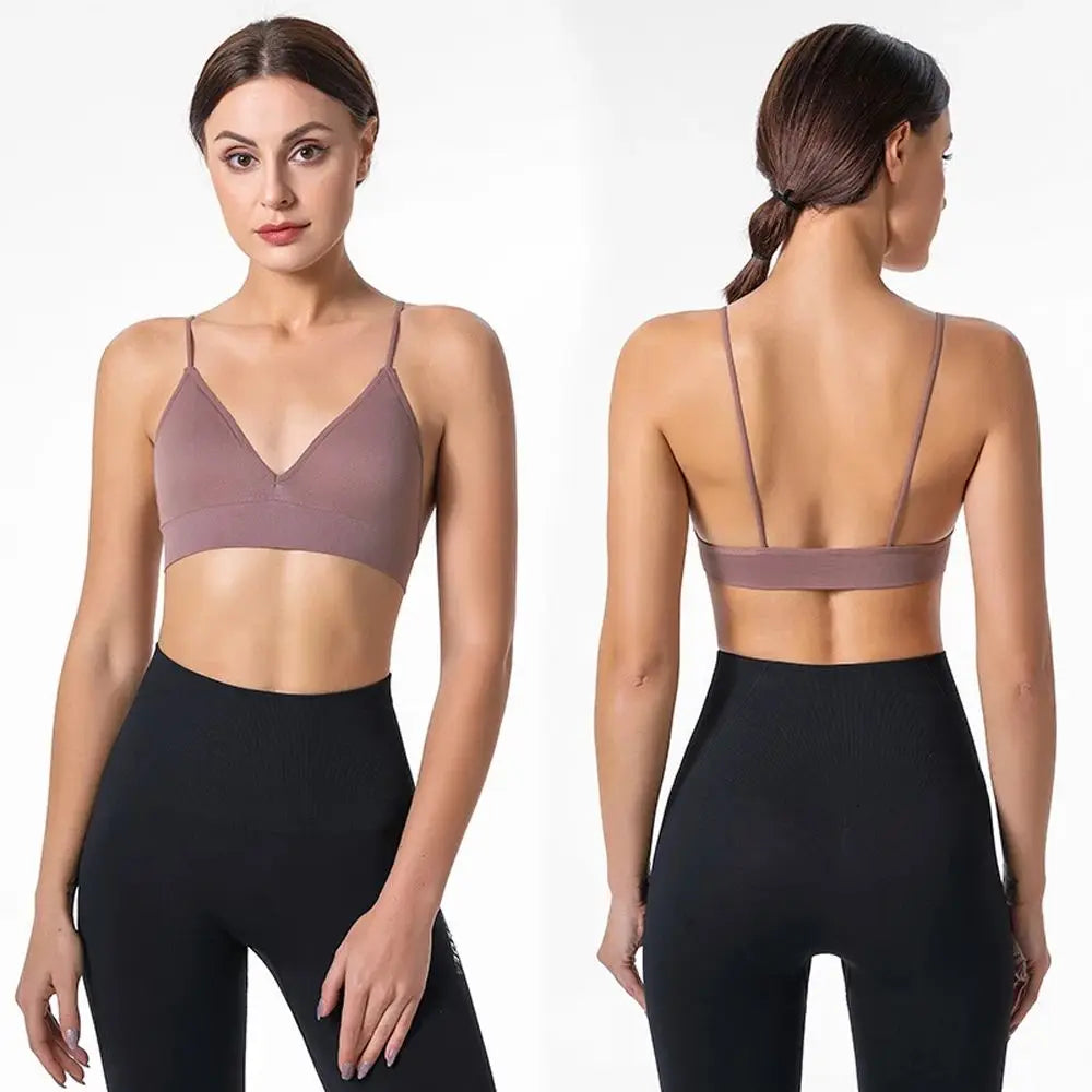 Deep V Triangle Cup Tube Top Sports Bra