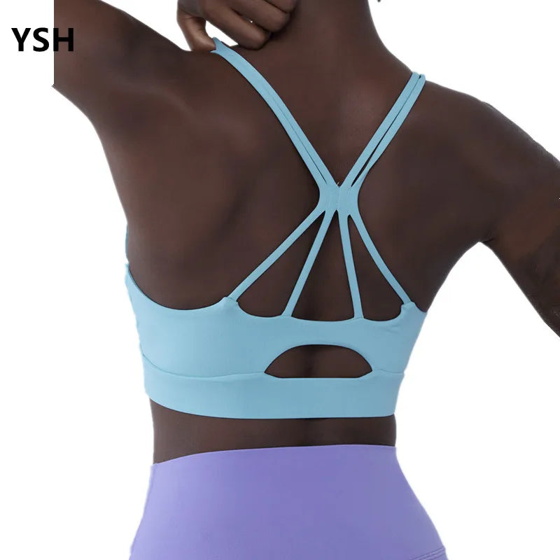 Cross Back Shockproof Padded Sports Bra