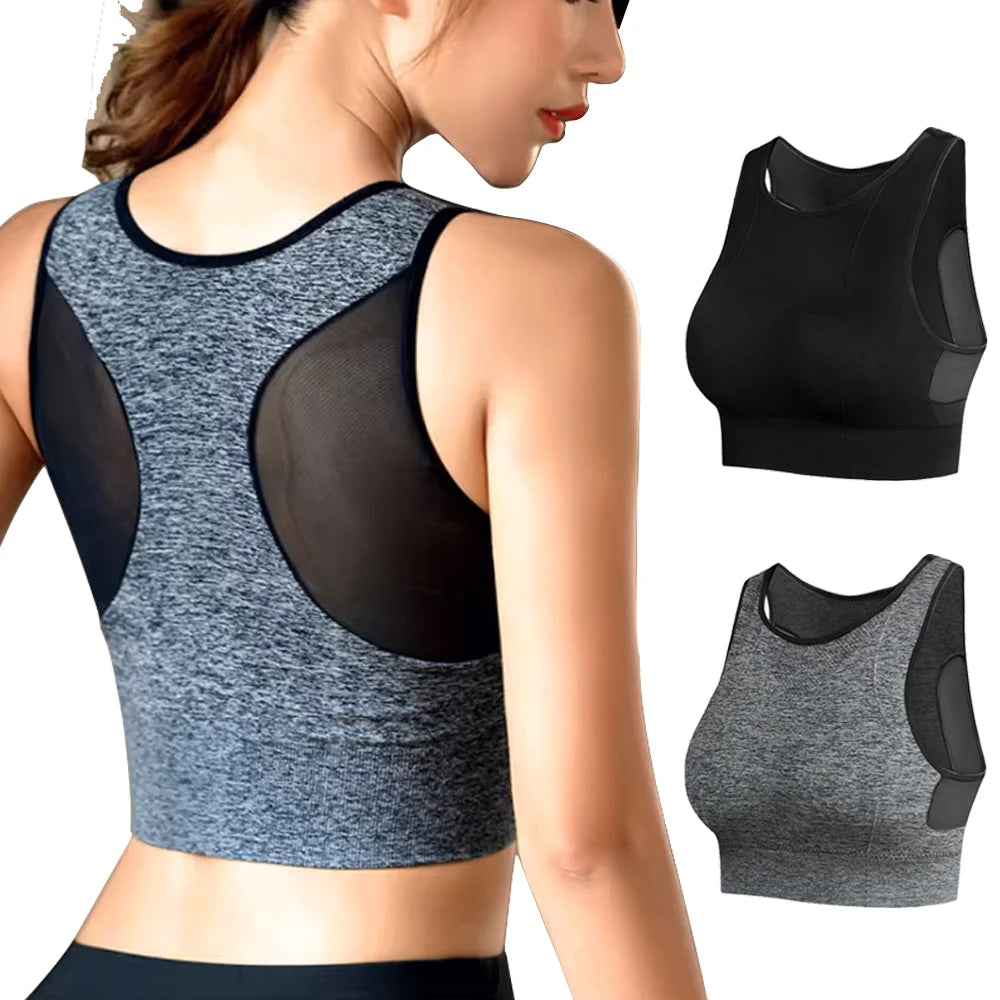 Shockproof Sports Bra Mesh Crop Top