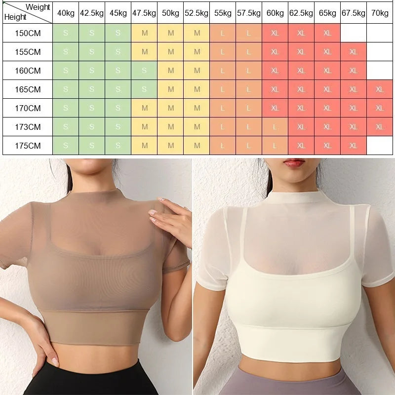 Yoga Gym T Shirt Crop Top with Bra Pads