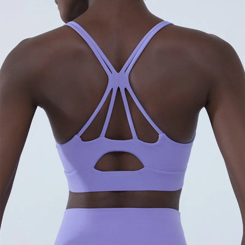 Cross Back Shockproof Padded Sports Bra