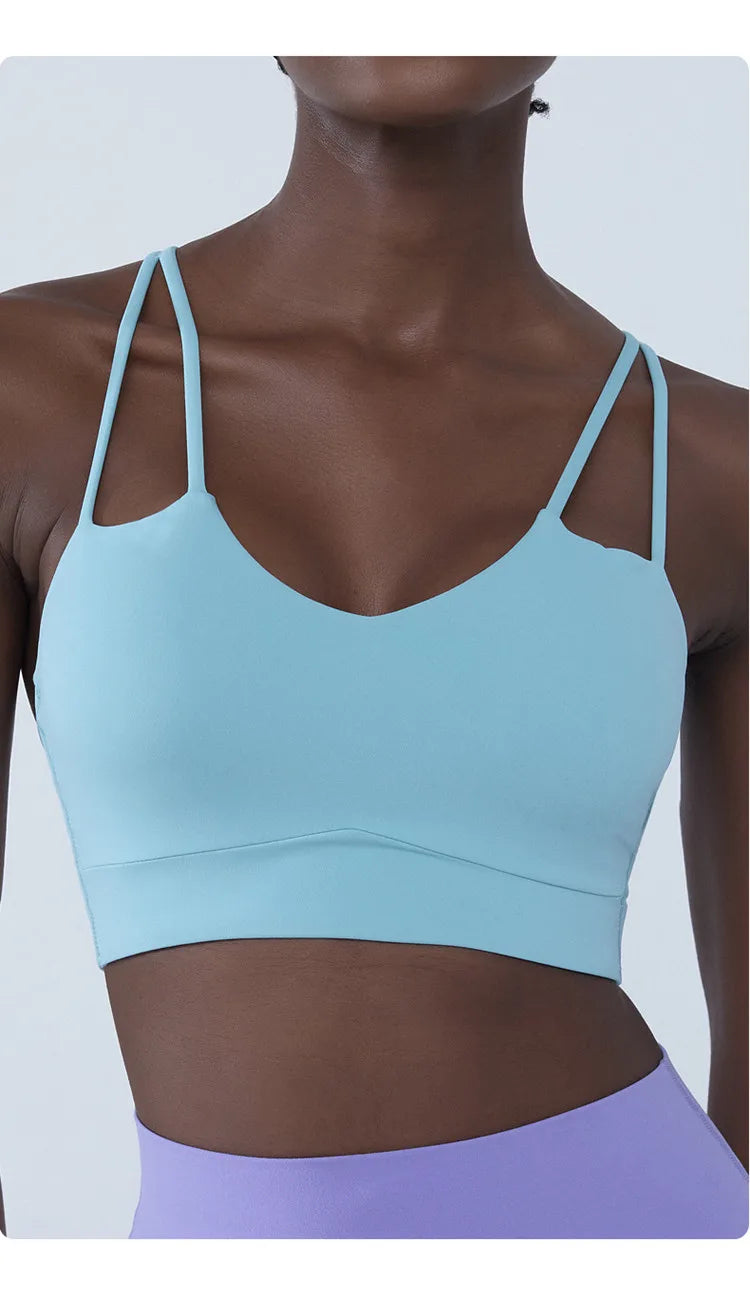 Cross Back Shockproof Padded Sports Bra