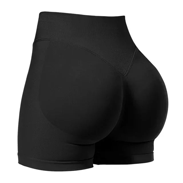 High Waisted Seamless Ribbed Gym Shorts