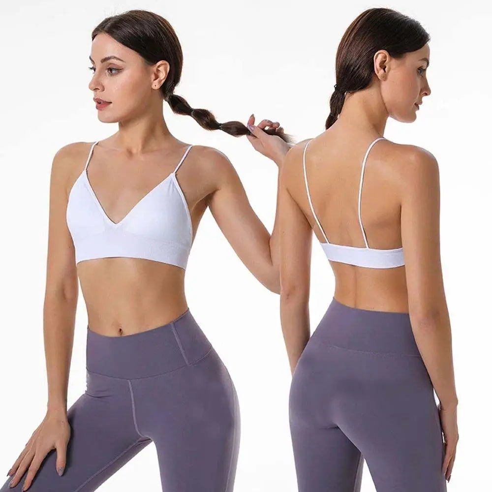 Deep V Triangle Cup Tube Top Sports Bra
