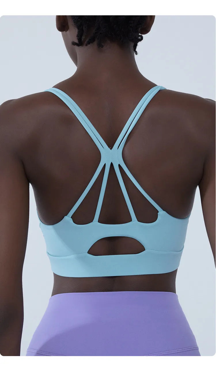 Cross Back Shockproof Padded Sports Bra