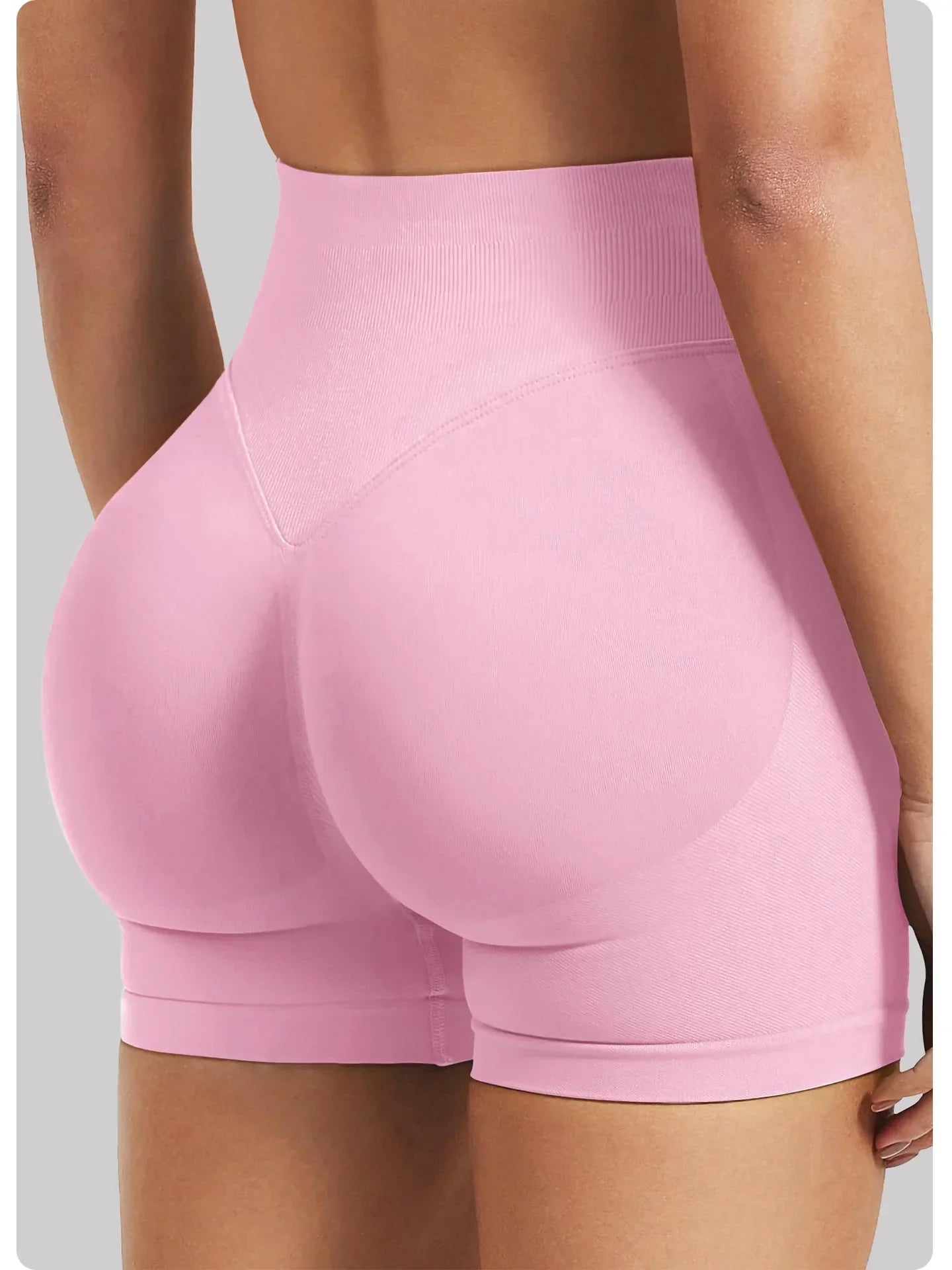High Waisted Seamless Ribbed Gym Shorts