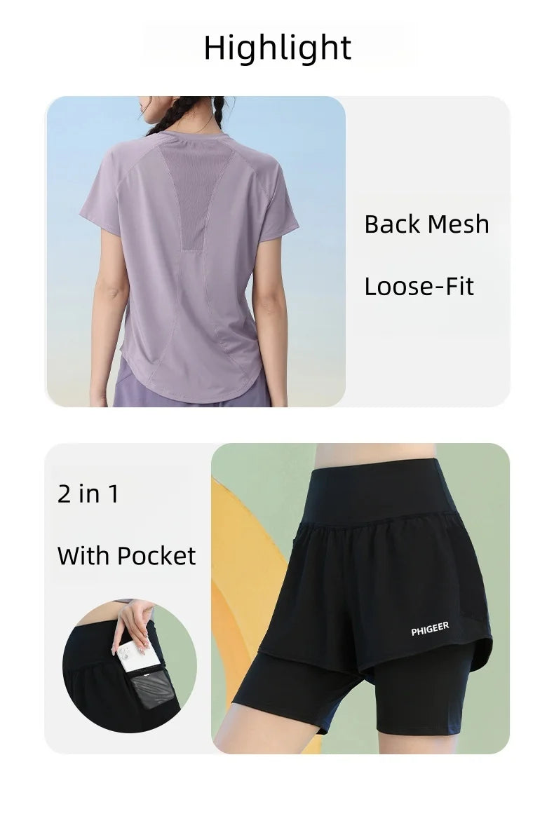 Lightweight Yoga Workout Set 2 in 1 Shorts