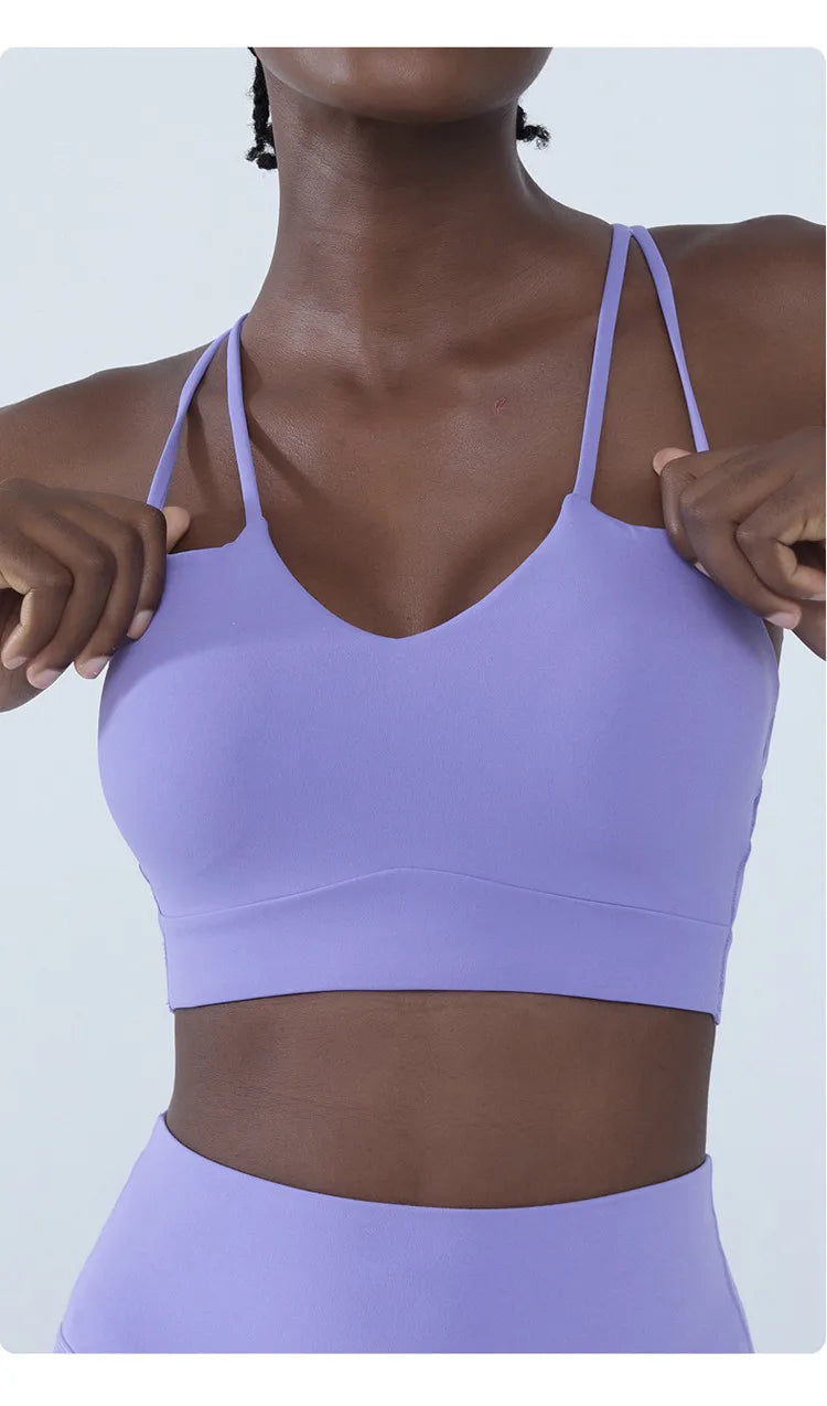 Cross Back Shockproof Padded Sports Bra