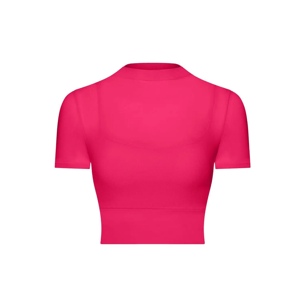 Yoga Gym T Shirt Crop Top with Bra Pads