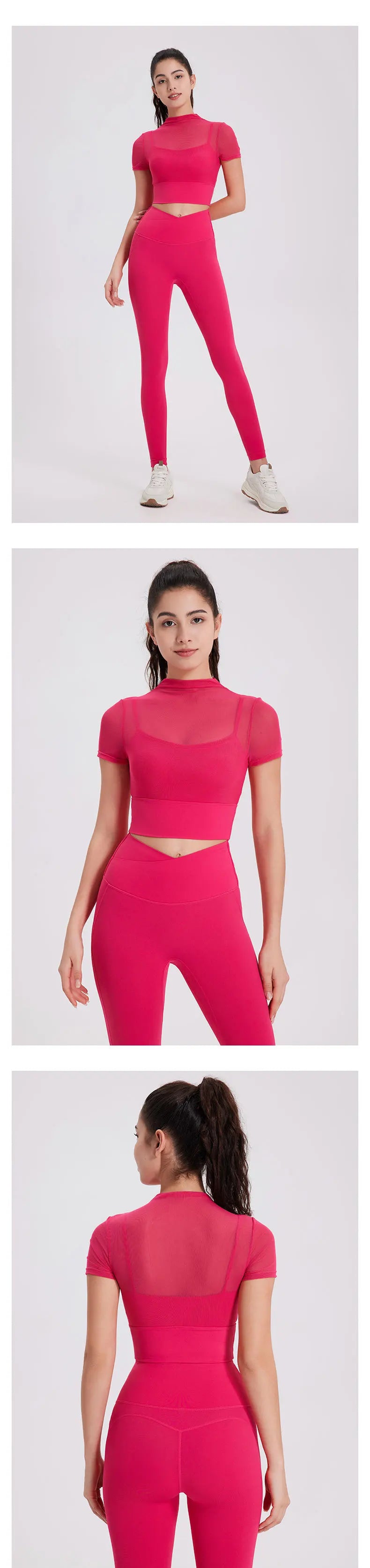 Mesh Sports Bra with Sleeves and Pads