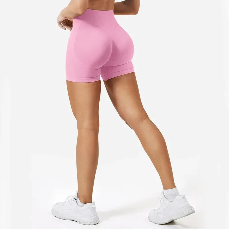 High Waisted Seamless Ribbed Gym Shorts