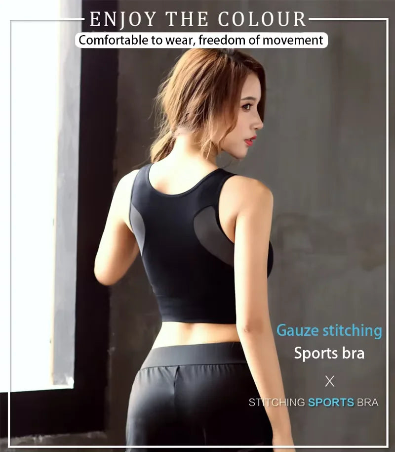 Shockproof Sports Bra Mesh Crop Top