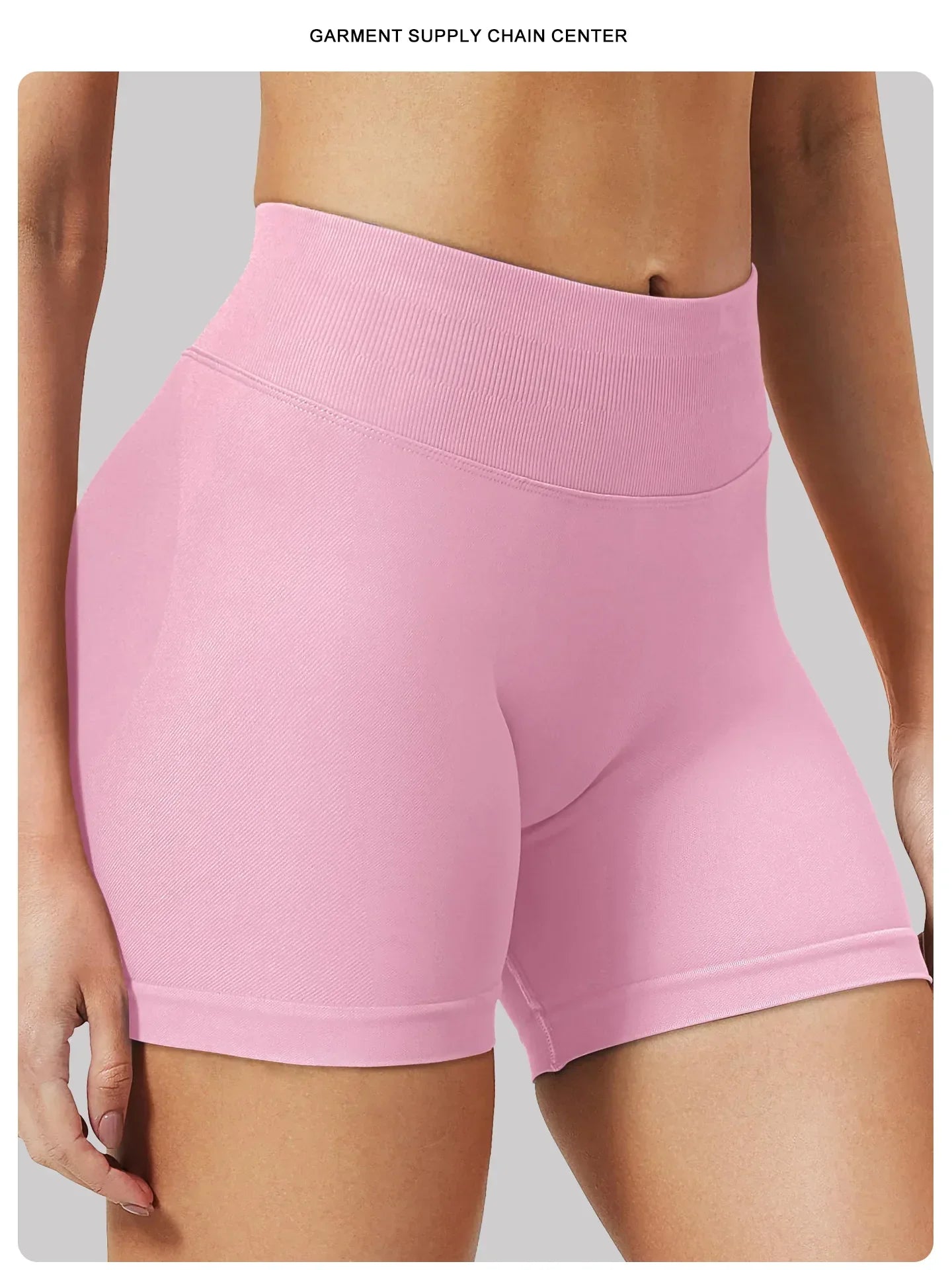 High Waisted Seamless Ribbed Gym Shorts