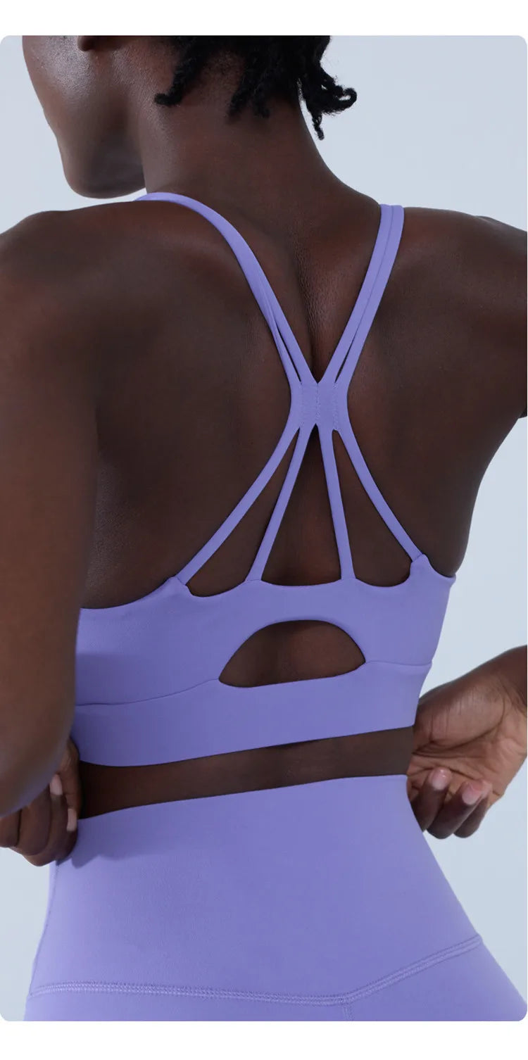 Cross Back Shockproof Padded Sports Bra