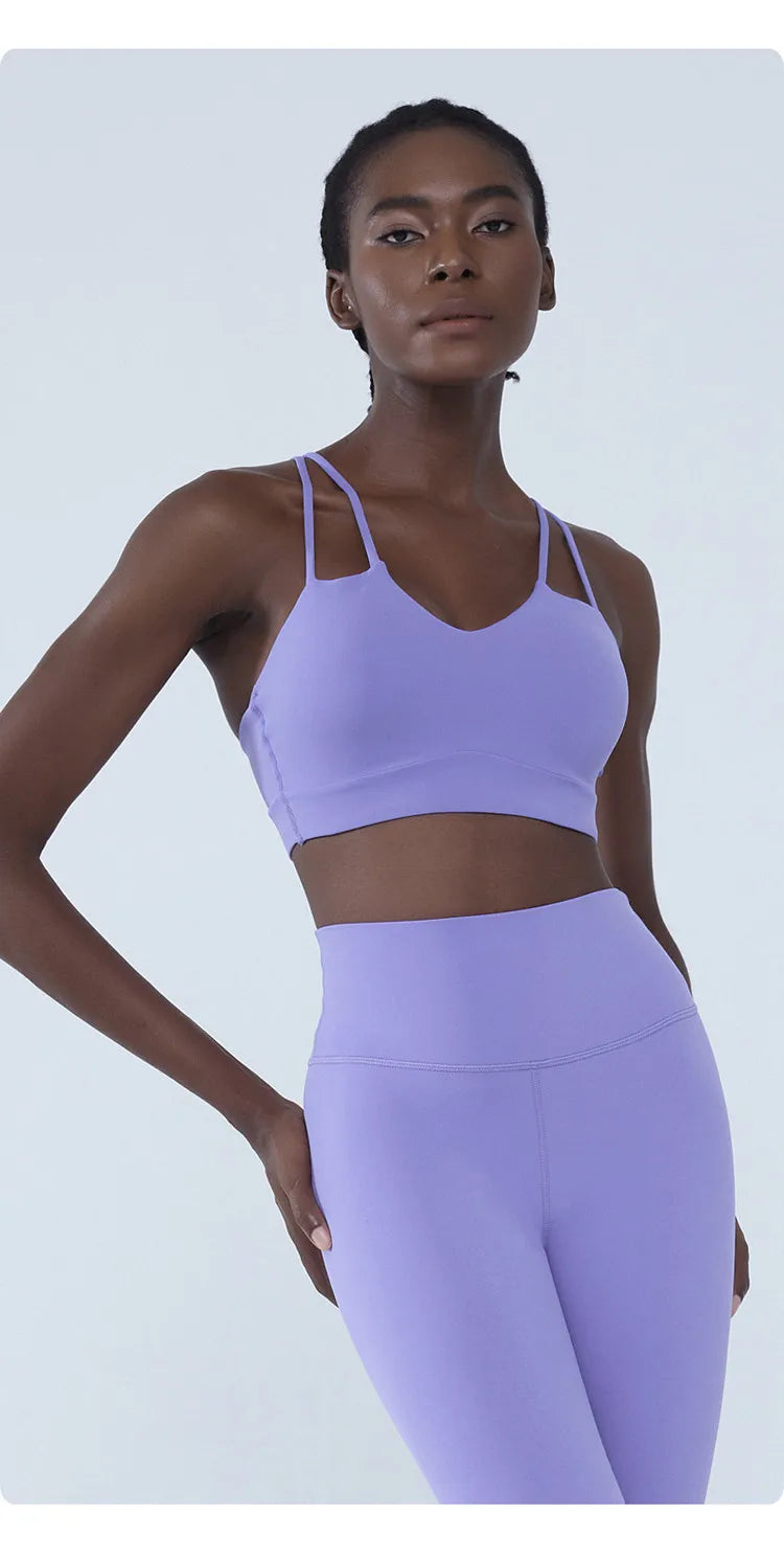 Cross Back Shockproof Padded Sports Bra