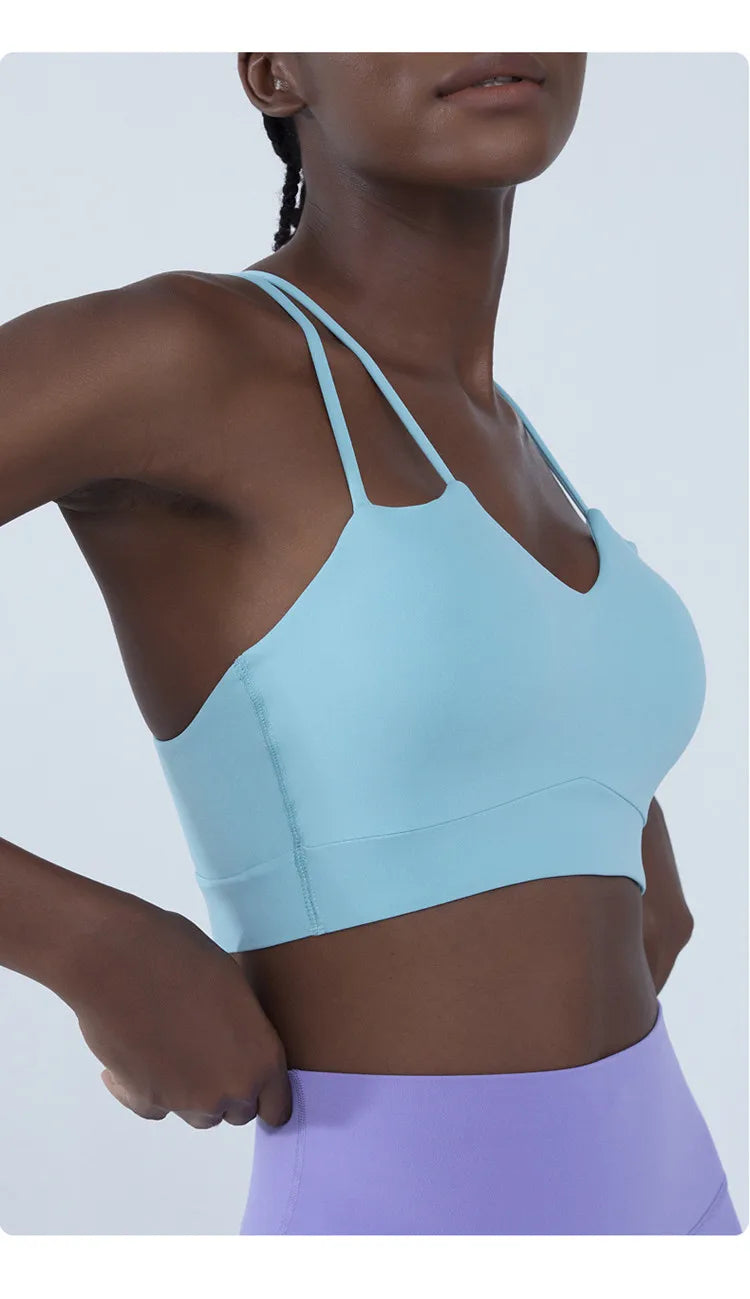 Cross Back Shockproof Padded Sports Bra