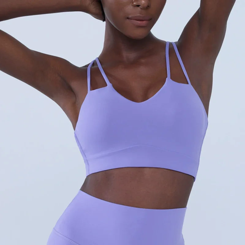Cross Back Shockproof Padded Sports Bra