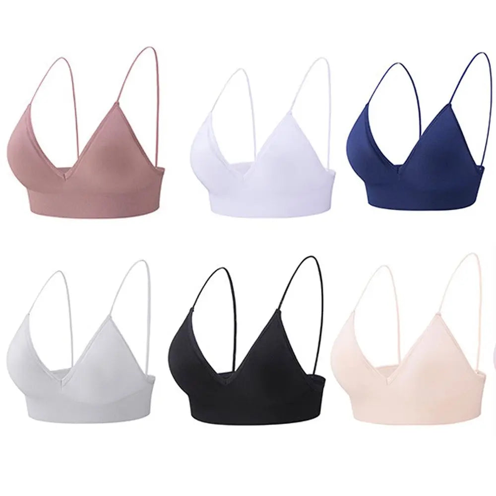 Deep V Triangle Cup Tube Top Sports Bra
