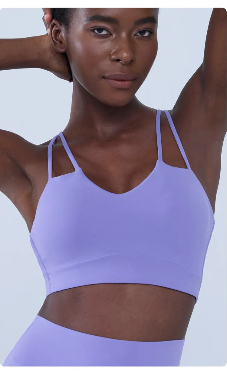 Cross Back Shockproof Padded Sports Bra