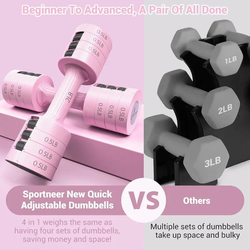 Adjustable Dumbbell Weight Set 2lb to 5lb Pair