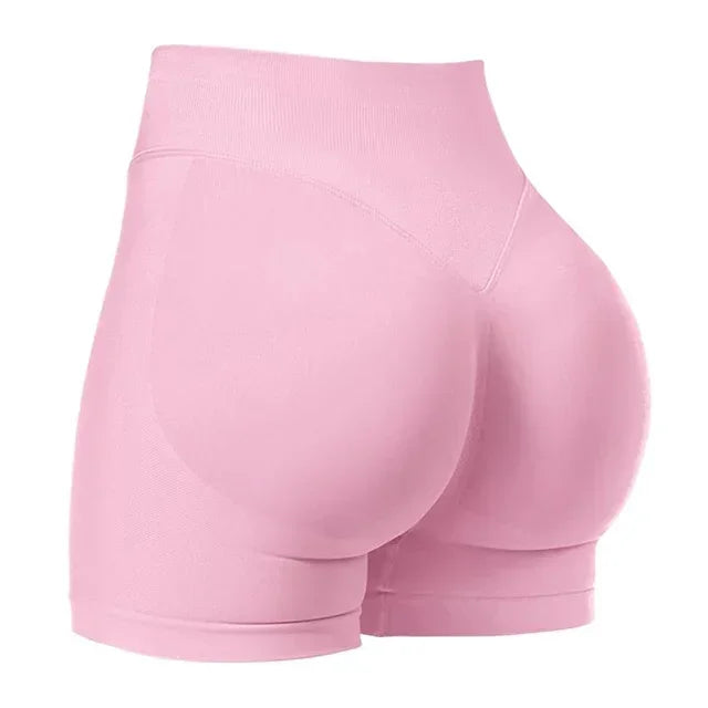 High Waisted Seamless Ribbed Gym Shorts