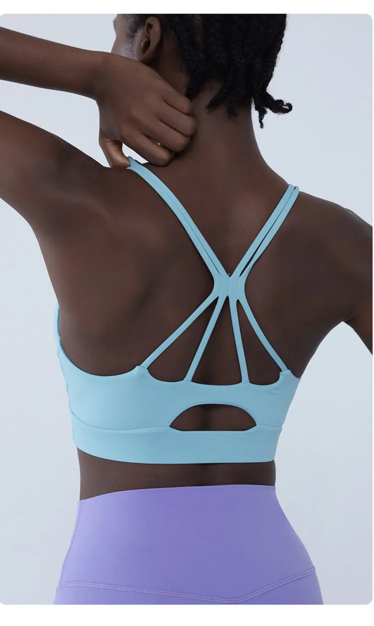 Cross Back Shockproof Padded Sports Bra