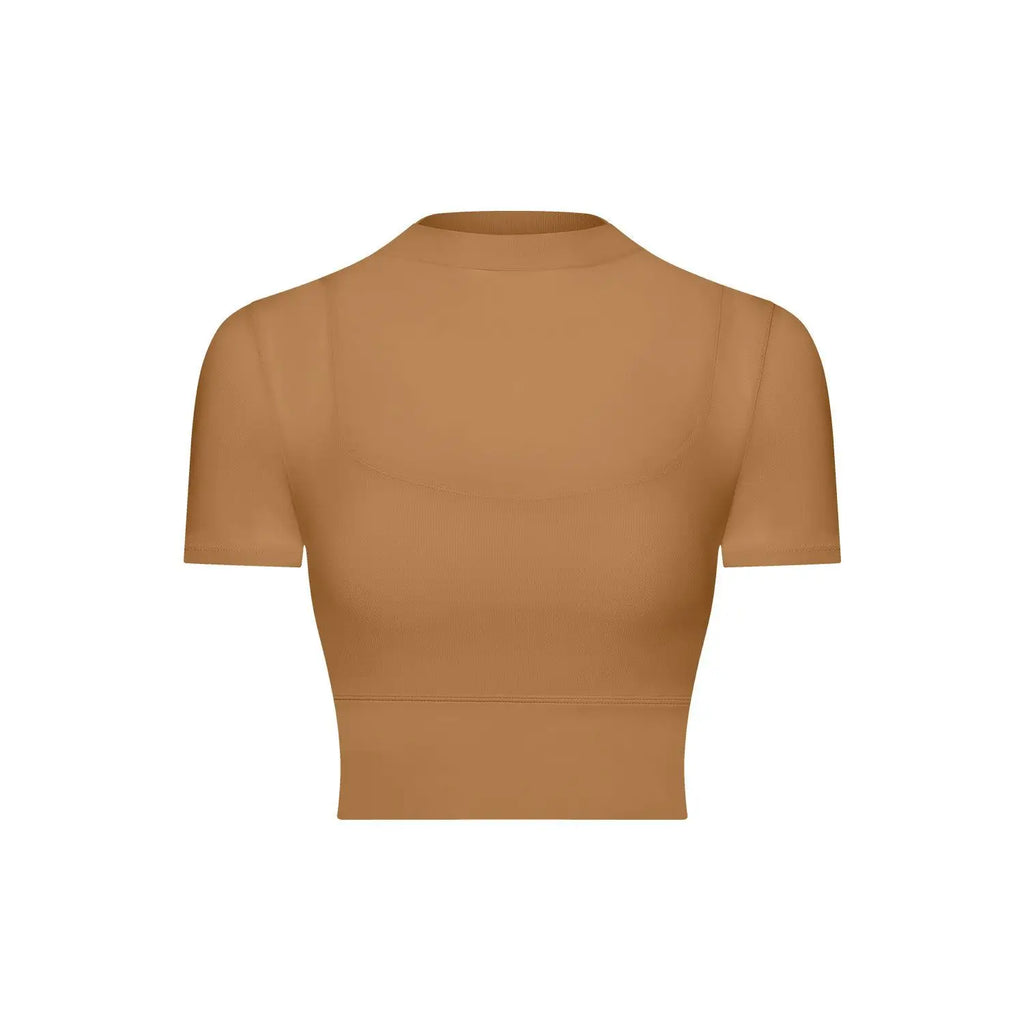 Mesh Sports Bra with Sleeves and Pads