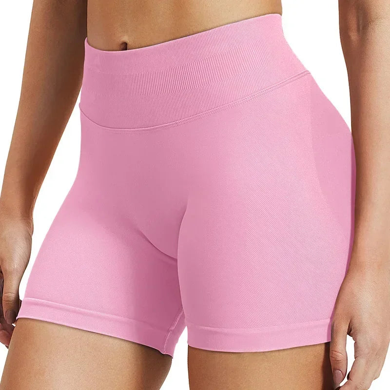 High Waisted Seamless Ribbed Gym Shorts