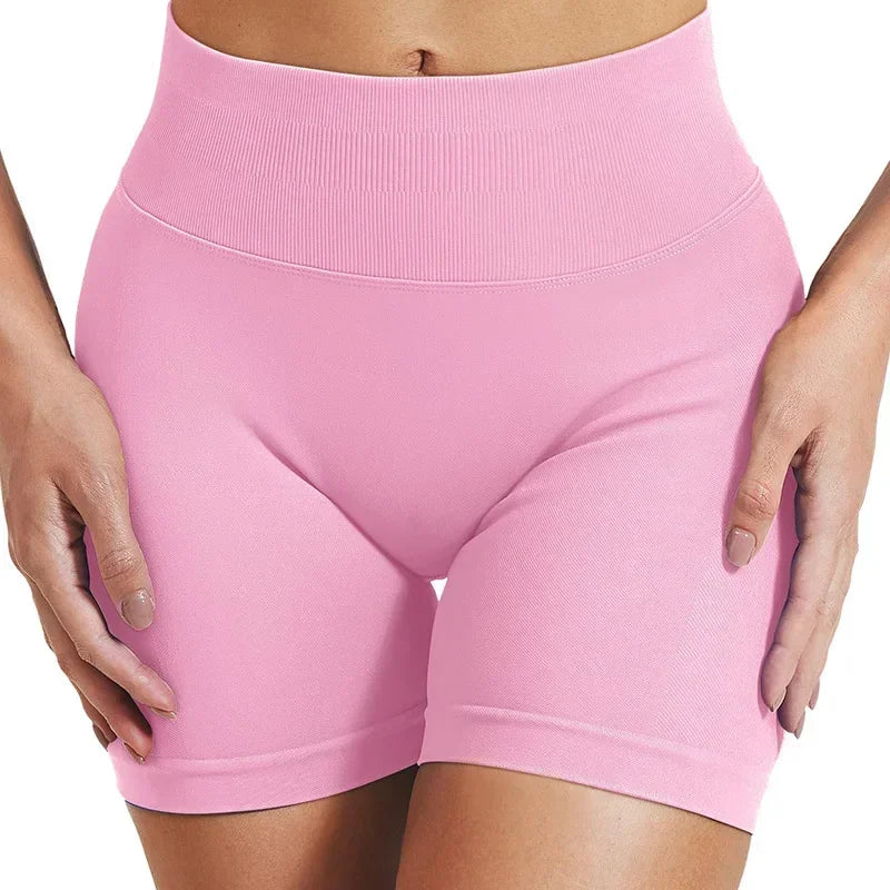 High Waisted Seamless Ribbed Gym Shorts